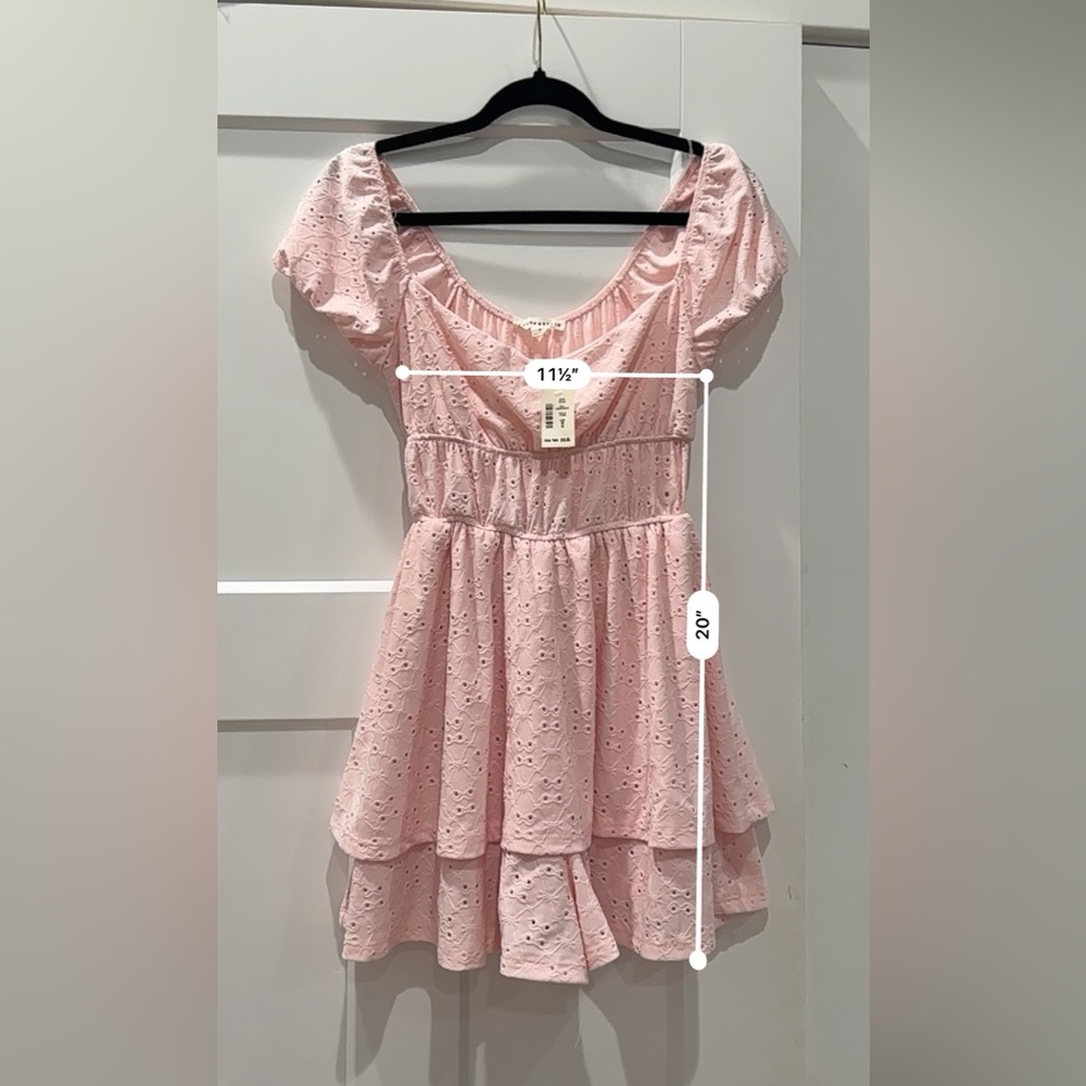 Aeropostale | NWT‎ Pink Eyelet Romper Dress  / Mini Dress- Size Small - Picture 8 of 12